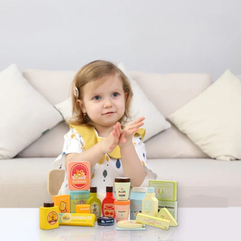

Children's Toys Wooden Kitchen Toys Miniature Food Dollhouse Accessories Building Blocks Set Montessori Board Games Sensory Toy