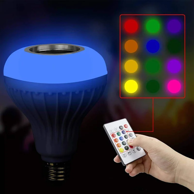 E27 7 Color Intelligent Light Bulb Wireless APP with Remote Control Music Bulb Stage Light