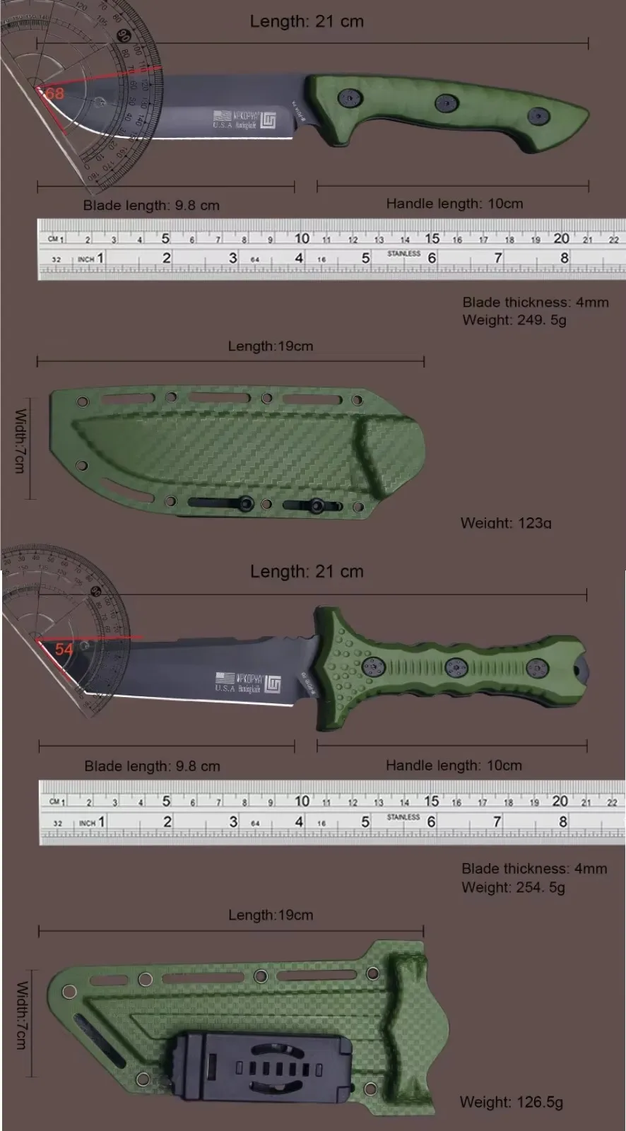 All Tang outdoor hunting straight knife, high-end multi-functional tactical straight knife, rescue survival knife