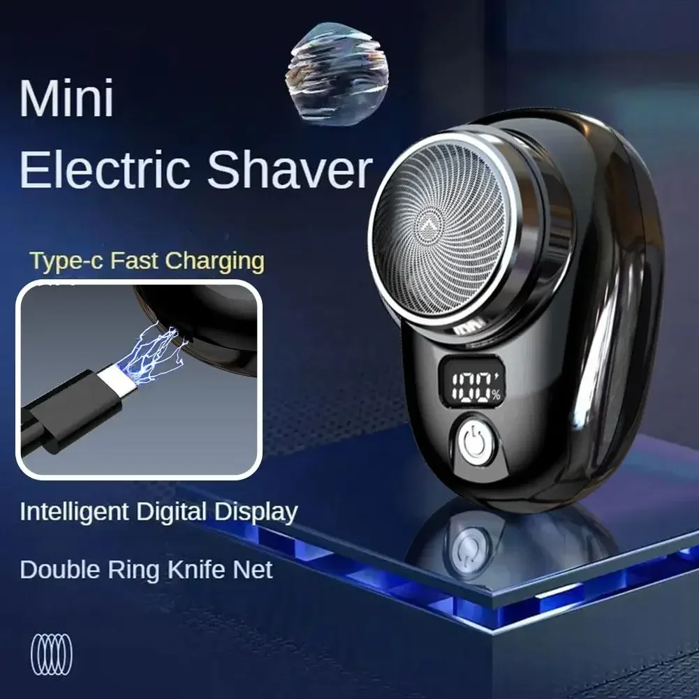 Mini maquinilla de afeitar eléctrica para hombre, afeitadora montada en vehículo con pantalla Digital, lavable, inalámbrica, recortadora de barba y cara de bolsillo para viaje