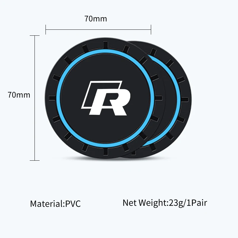 2pcs Car Silicone Non-slip Water Coaster Cup Holder Bottle Mats For VW R Scirocco Jetta Beetle Golf Passat Tiguan Sharan Touran