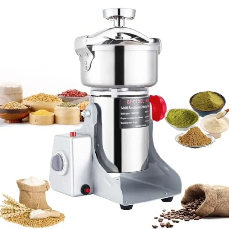 

Electric Grain Mill Grinder 2000W Dry Material Grinding Machine Stainless Steel Pulverizer 36000r/min High-speed Grain Mill 270