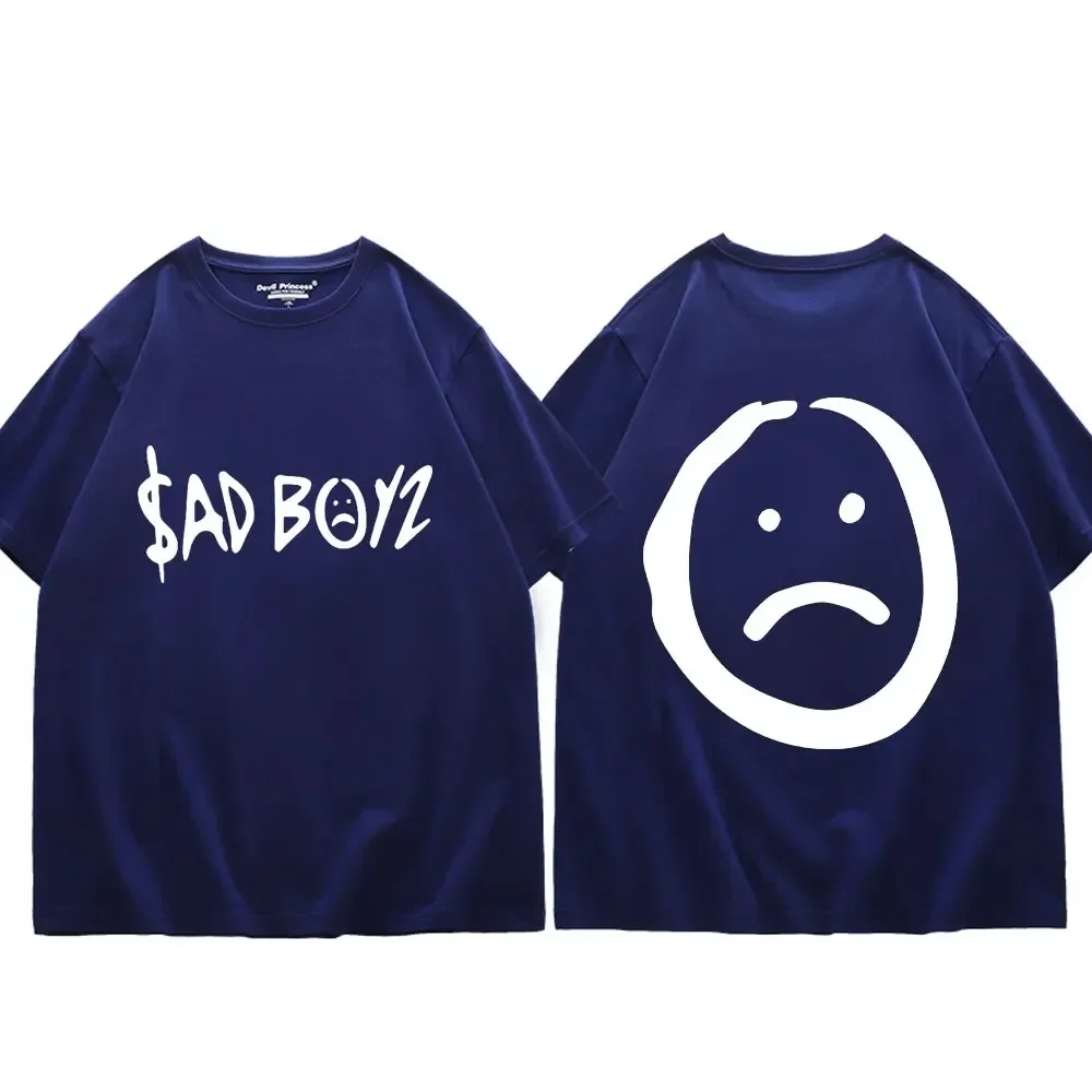 Singer Junior H Sad Boyz Double Sided Print T-shirt Harajuku Hip Hop T-shirts Men Women Fashion Casual Cotton T Shirts