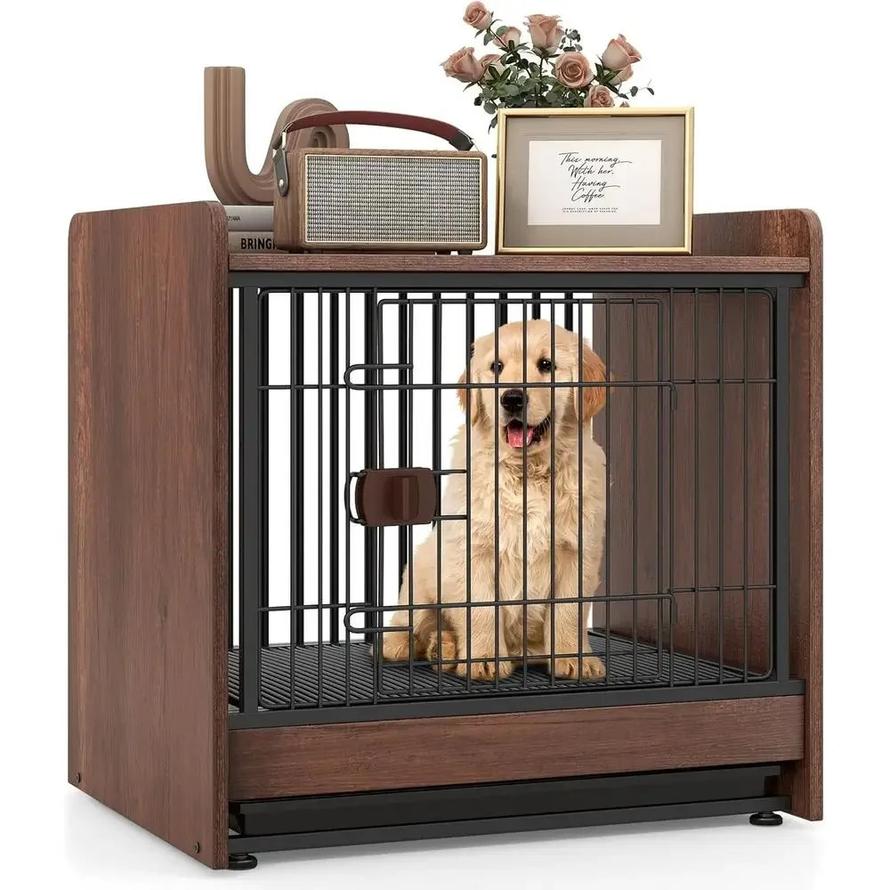 

Wooden Dog Crate End Table with Removable Tray, Easy Door, Suitable for Small Dogs, Indoor Furniture-Style Dog Cage Side Table,