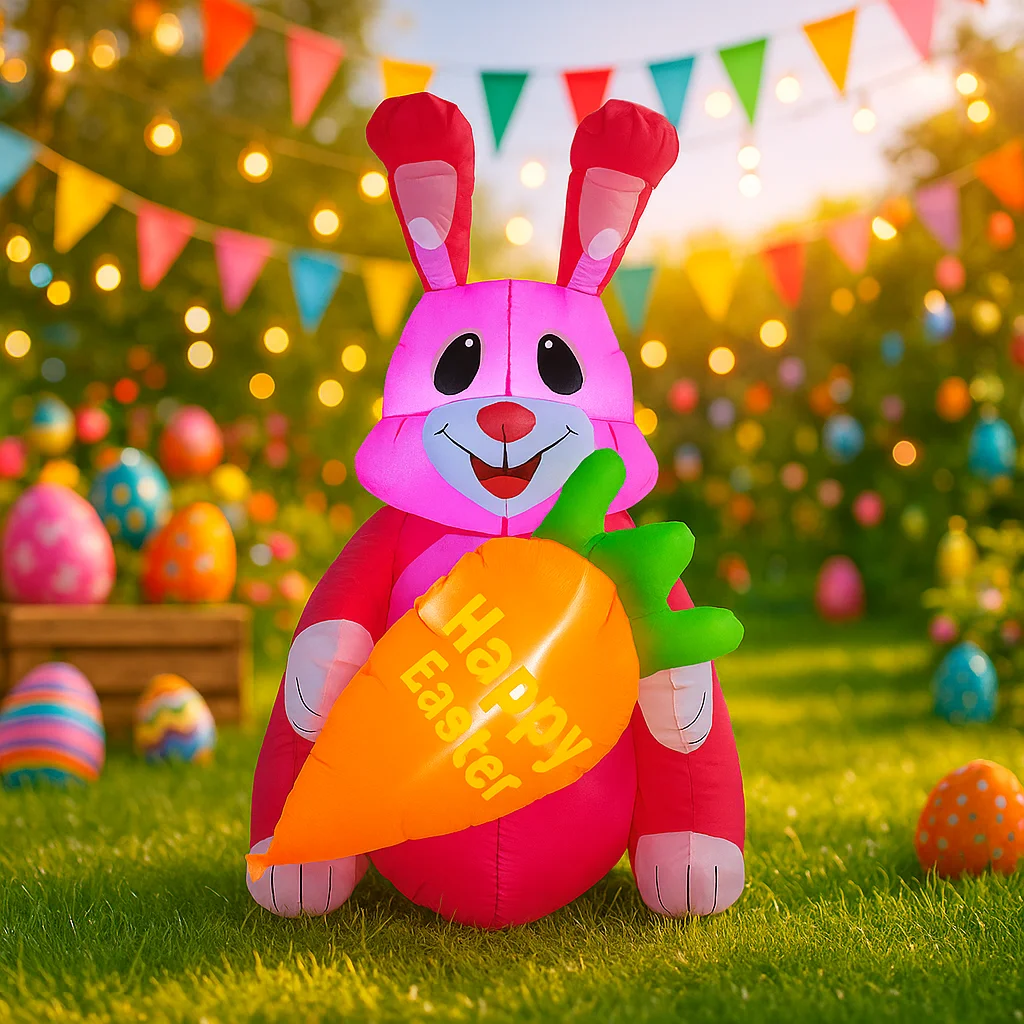 

Надувная игрушка «Счастливой Пасхи» 1,2 м, розовый кролик, декор с встроенными светодиодами, украшение для двора и сада, надувные пасхальные декорации