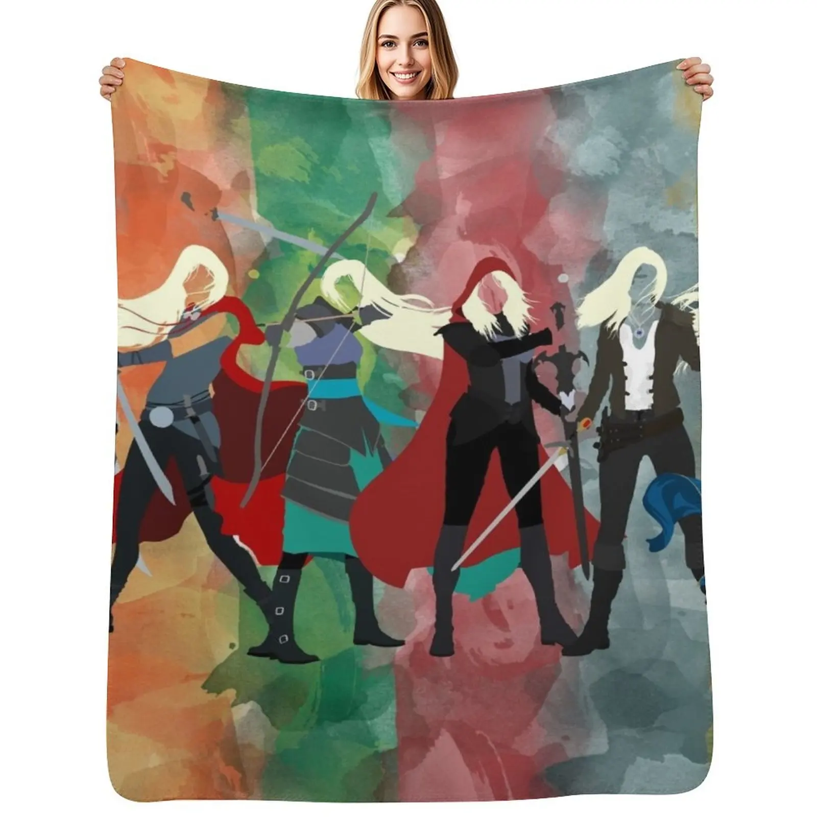 Throne of Glass Series Watercolor Throw Blanket Flannel Fleece Soft Warm Throw Blanket