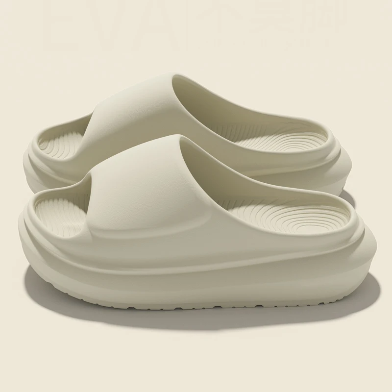 Chinelo Feminino de Cor Sólida com Sola Grossa 2026 Verão, Sola Macia Antiderrapante em EVA, Confortável, Plataforma Anabela, Calçado para Casal