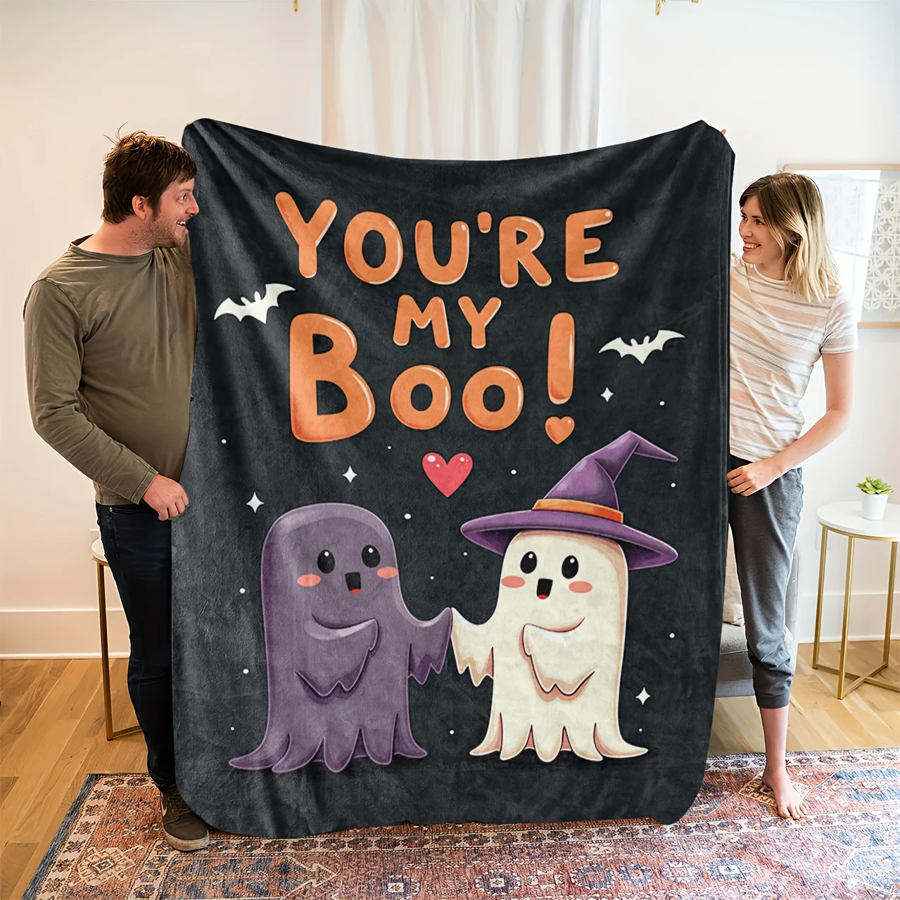 You Are My Boo Ghost Bats Pumpkin Throw Blanket Soft Warm Cozy Blankets For Sofa Couch Bed