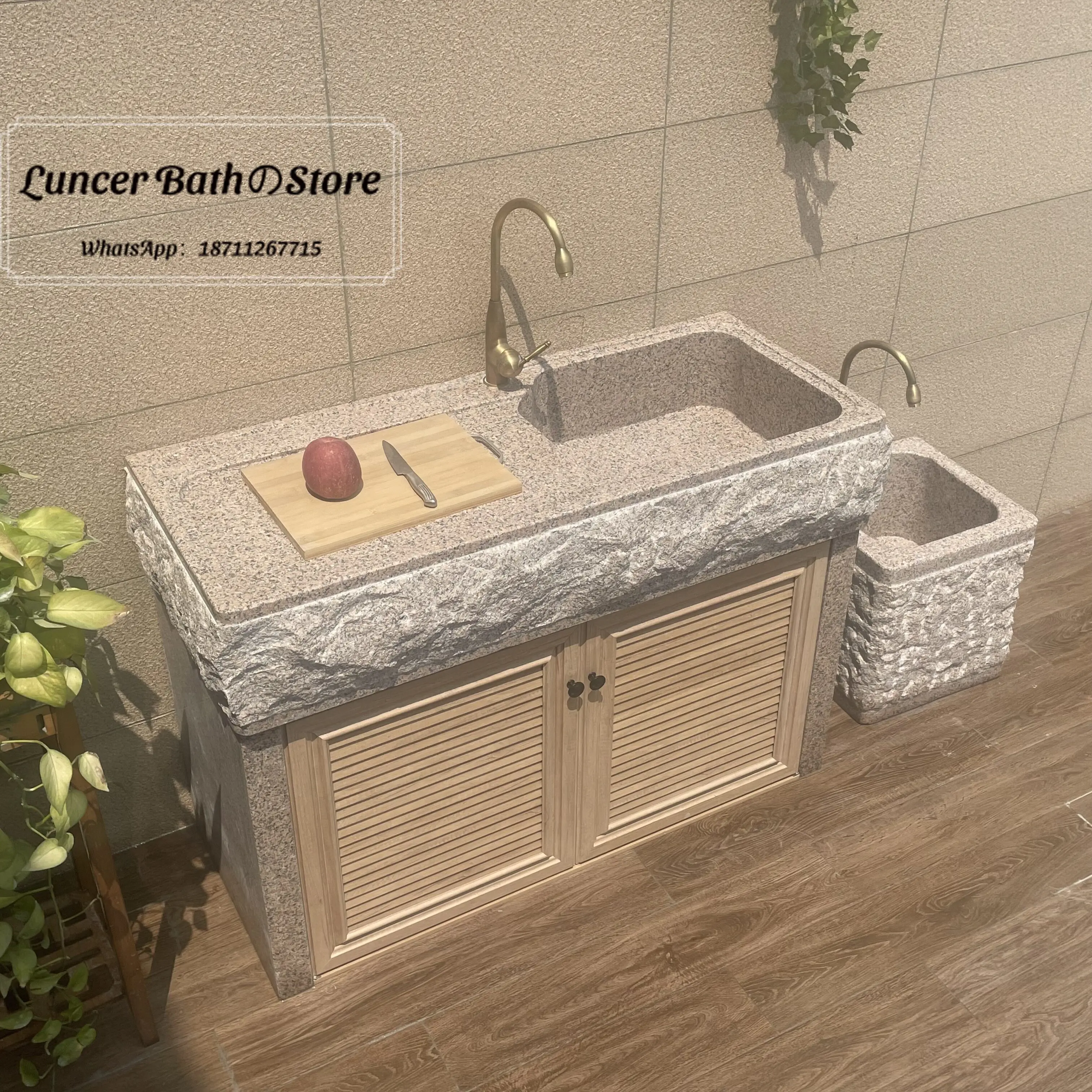 Marble laundry pool garden outdoor console stone pool villa courtyard whole stone integrated sink basin