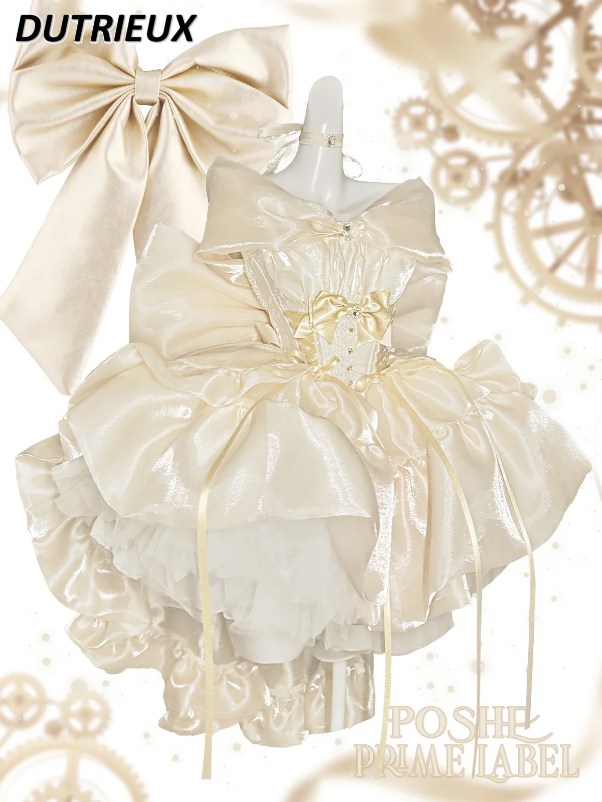 봄 가을 우아한 귀여운 달콤한 로리타 스타일 숙녀 공주 드레스 패션 여성을위한 새로운 캐주얼 짧은 미니 빈티지 드레스