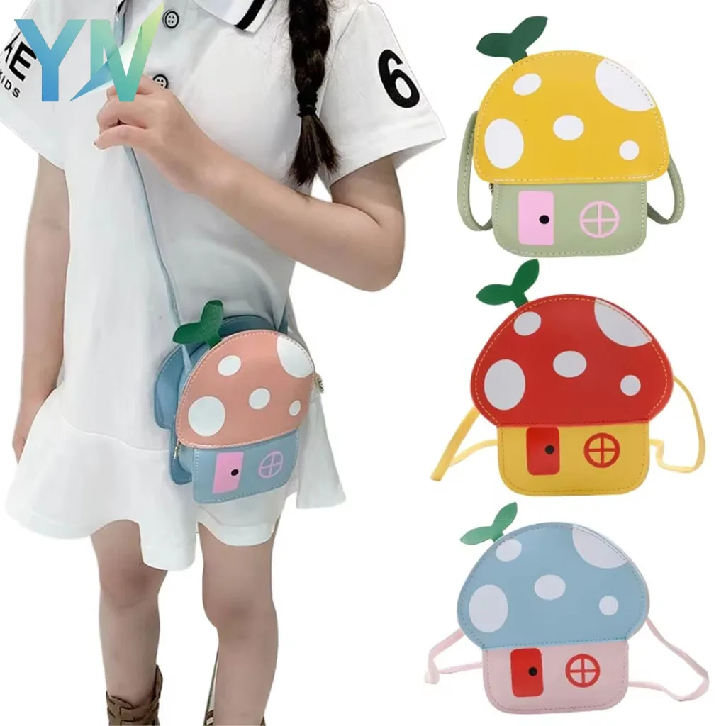 1-8 قطع الكورية نمط الكرتون الفطر حقيبة لطيف محفظة للأطفال حقيبة كتف كروسبودي الأطفال عارضة المحفظة حقيبة صغيرة الموضة
