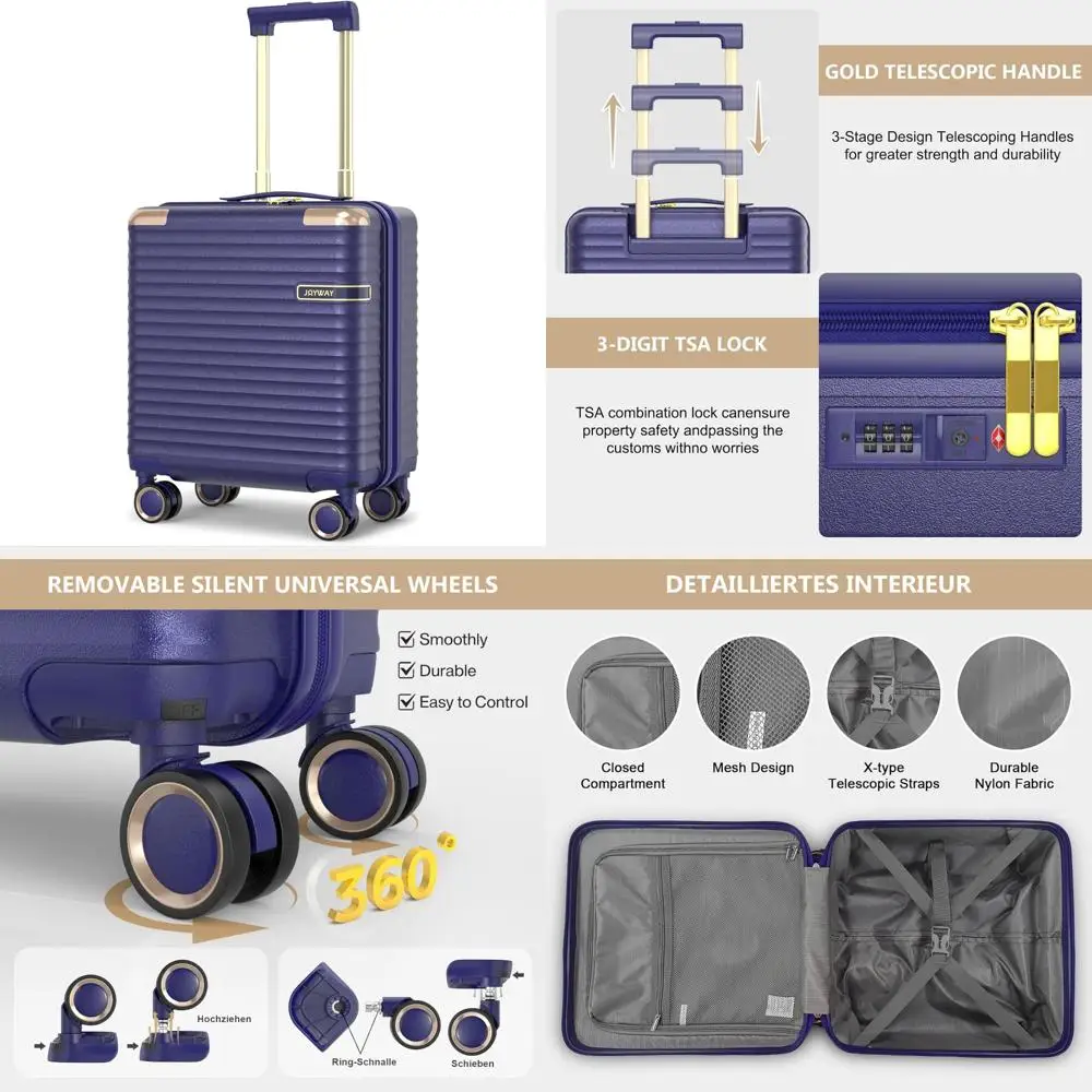 

Airline Approved 18 Inch Hard Shell Carry-On Suitcase with TSA Lock and Spinner Wheels for Travel