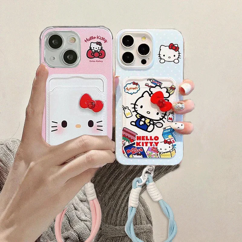 ثلاثية الأبعاد Bowknot مرحبا كيتي حامل بطاقة الحال بالنسبة ممن لهم Realme C55 C53 C35 C51 نوت 50 C11 2021 2020 9 Pro 9i C15 C31 C20 غلاف الهاتف