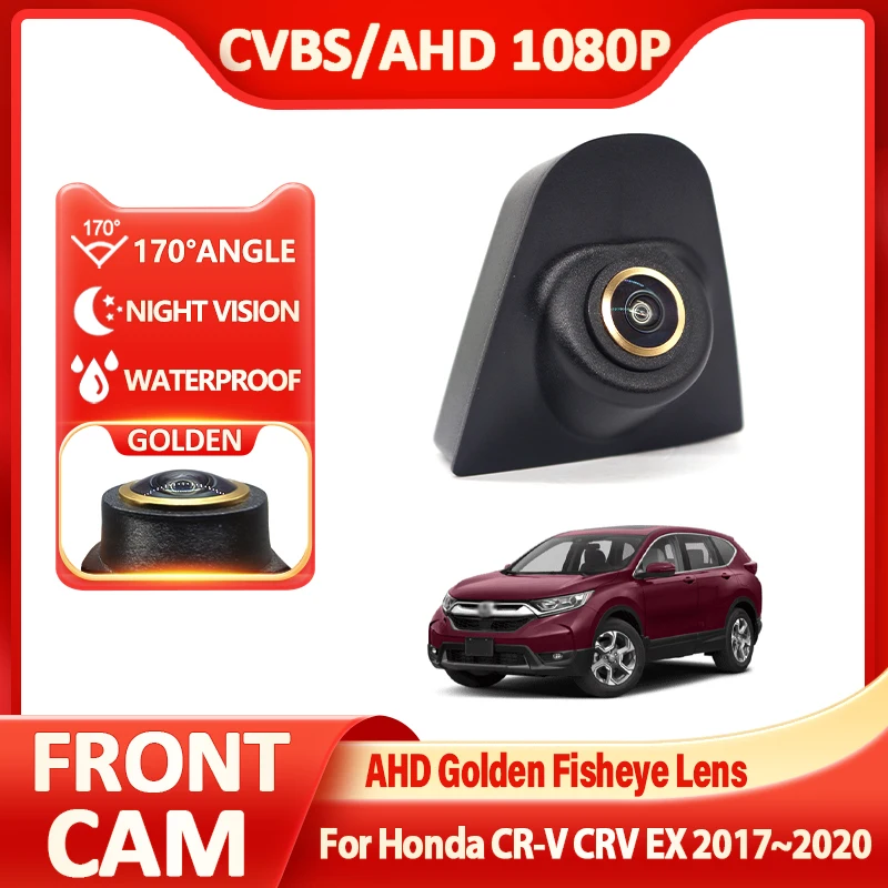 Car Front View Camera 170° Fisheye Golden Lens AHD CVBS 1920x1080P For Honda CR-V CRV EX 2017 2018 2019 2020 Accessories
