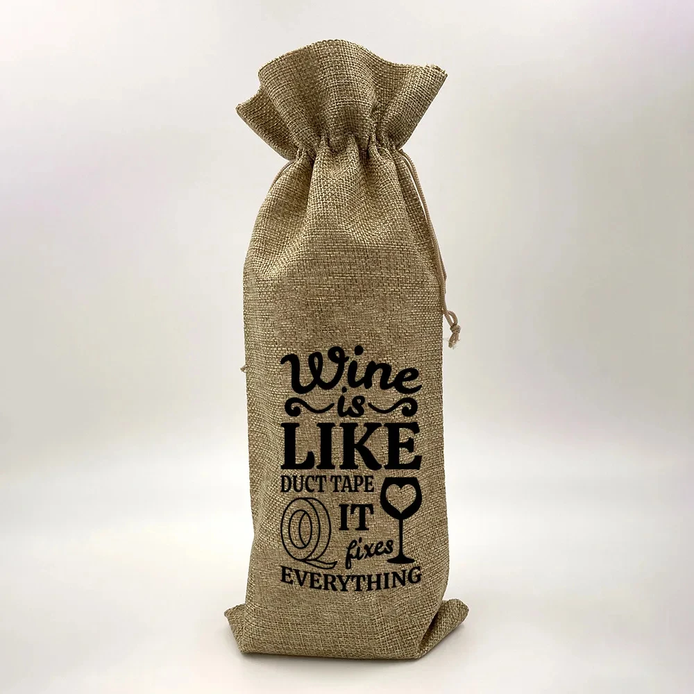 Custom Wine Bottle Bags Personalized Drawstring Bag Unique Bags Housewarming Gifts Hostess Birthday Christmas Gift for Her/He