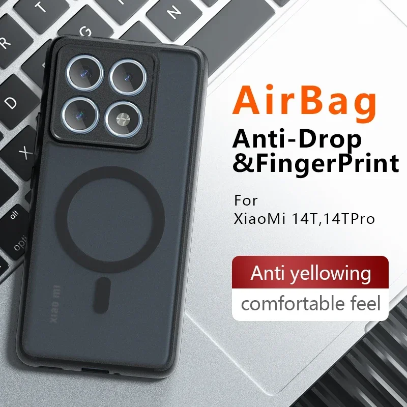 حافظة لهاتف Xiaomi 14T Pro جديدة غير لامعة شفافة مغناطيسية لاسلكية مقاومة للصدمات لهاتف Xiaomi 14T Poco F6 Pro Magsafe #2