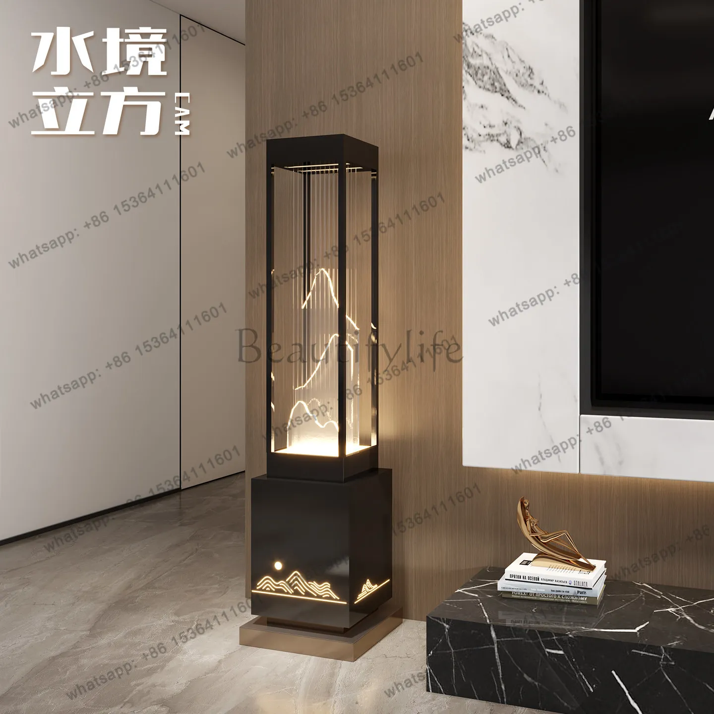 New Chinese-style floor-to-ceiling atmosphere stainless steel sofa office wealth flow ornament