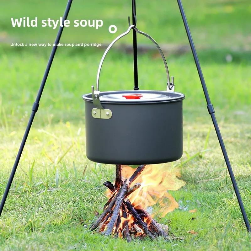 Complete Camping Cookware Set, including pots, kettle and hanging pot