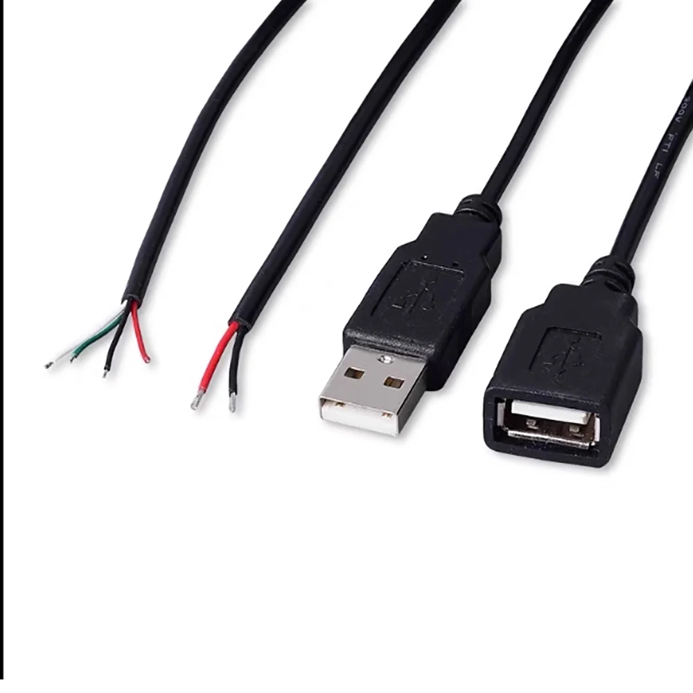 2PCS 5V USB 2.0 2 Pin 2 Wire diy usb Male Jack Connector Cable Power Charge Extension Cable Cord 0.3m/1m Connector Adapter