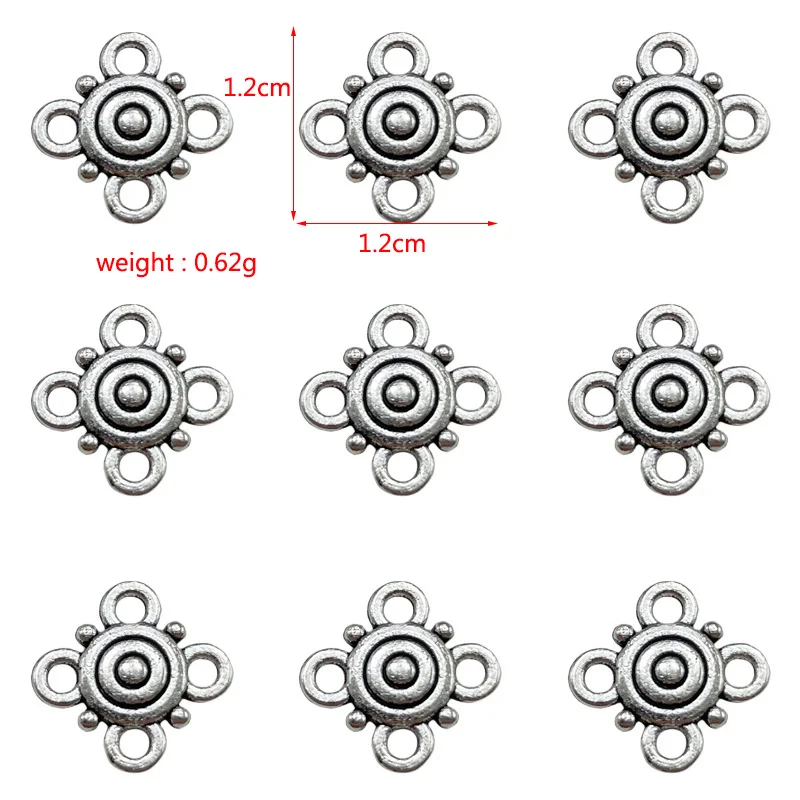 30pcs Connector Charms Popular Flower DIY Jewelry Findings Making For Wholesale Zinc Alloy Accessories Antique Silver Gold Color