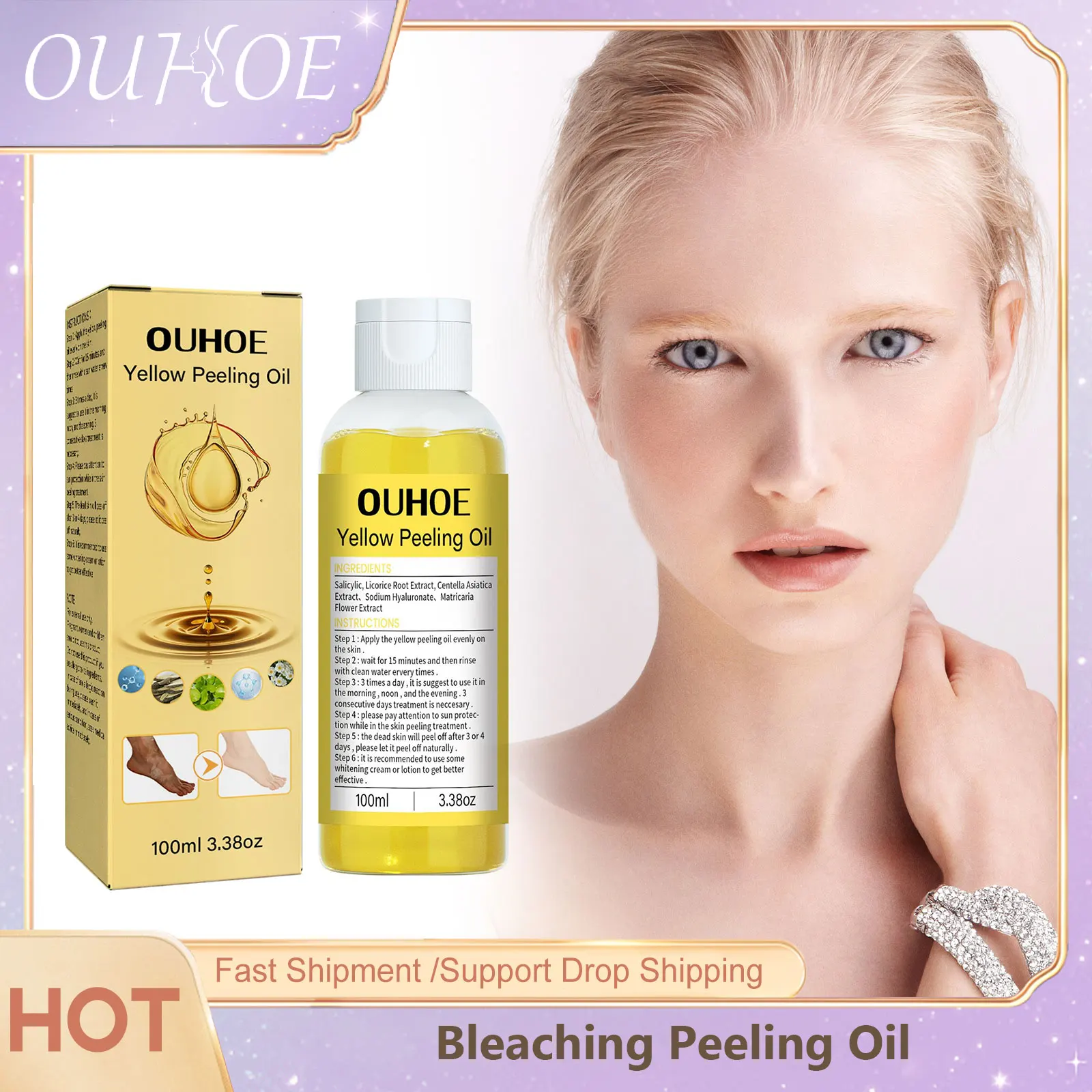 Bleaching Yellow Peeling Oil Exfoliating Brightening Moisturizing Remove Dark Dead Skin Leg Arm Melanin Whitening Peeling Oil