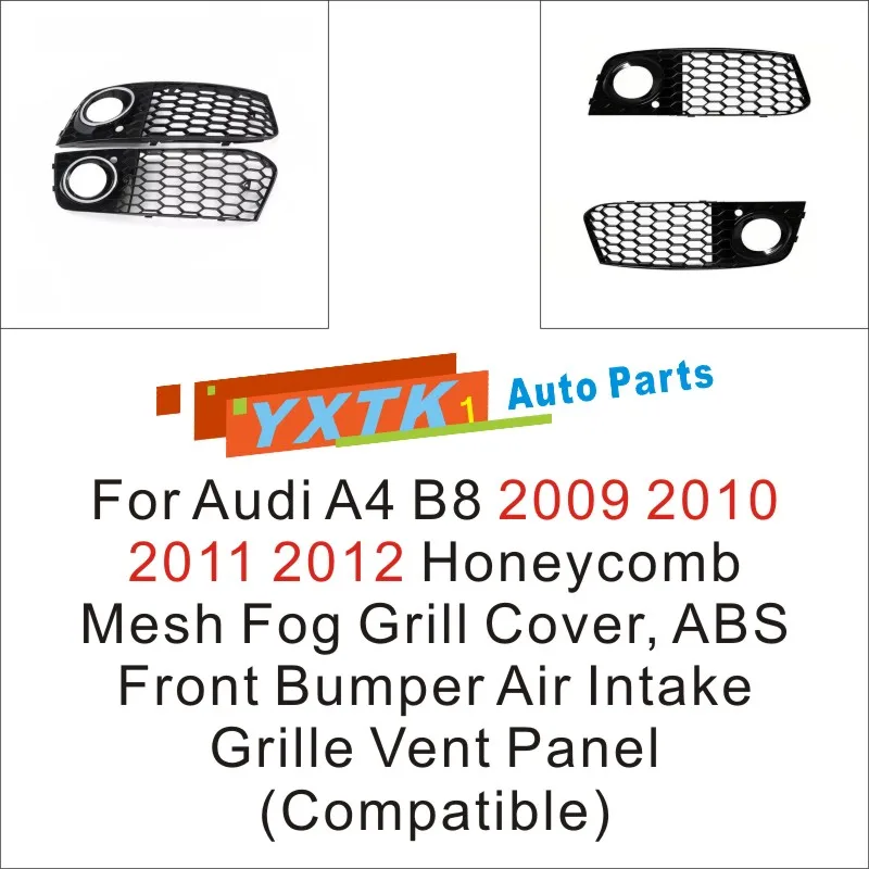 

Для Audi A4 B8 2009 2010 2011 2012 Сотовая сетчатая противотуманная решетка, передний бампер из АБС-пластика, решетка воздухозаборника, вентиляционная панель (совместимая)