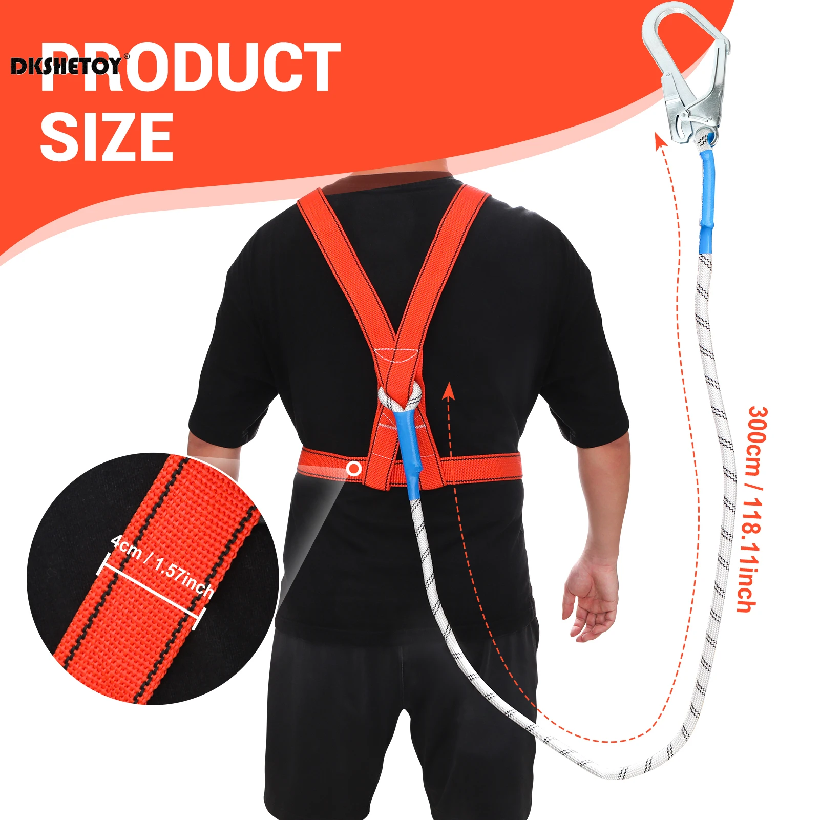 2-3 Meters Safety Harness with Hook Chest Lumbar Waist Adjustment Safety Belt for High-altitude Operations