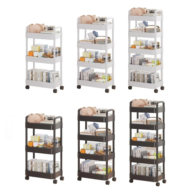 

Floor Standing Storage Trolley Household Cart with Movable Rack for Office Use Kitchen Organization Supplies