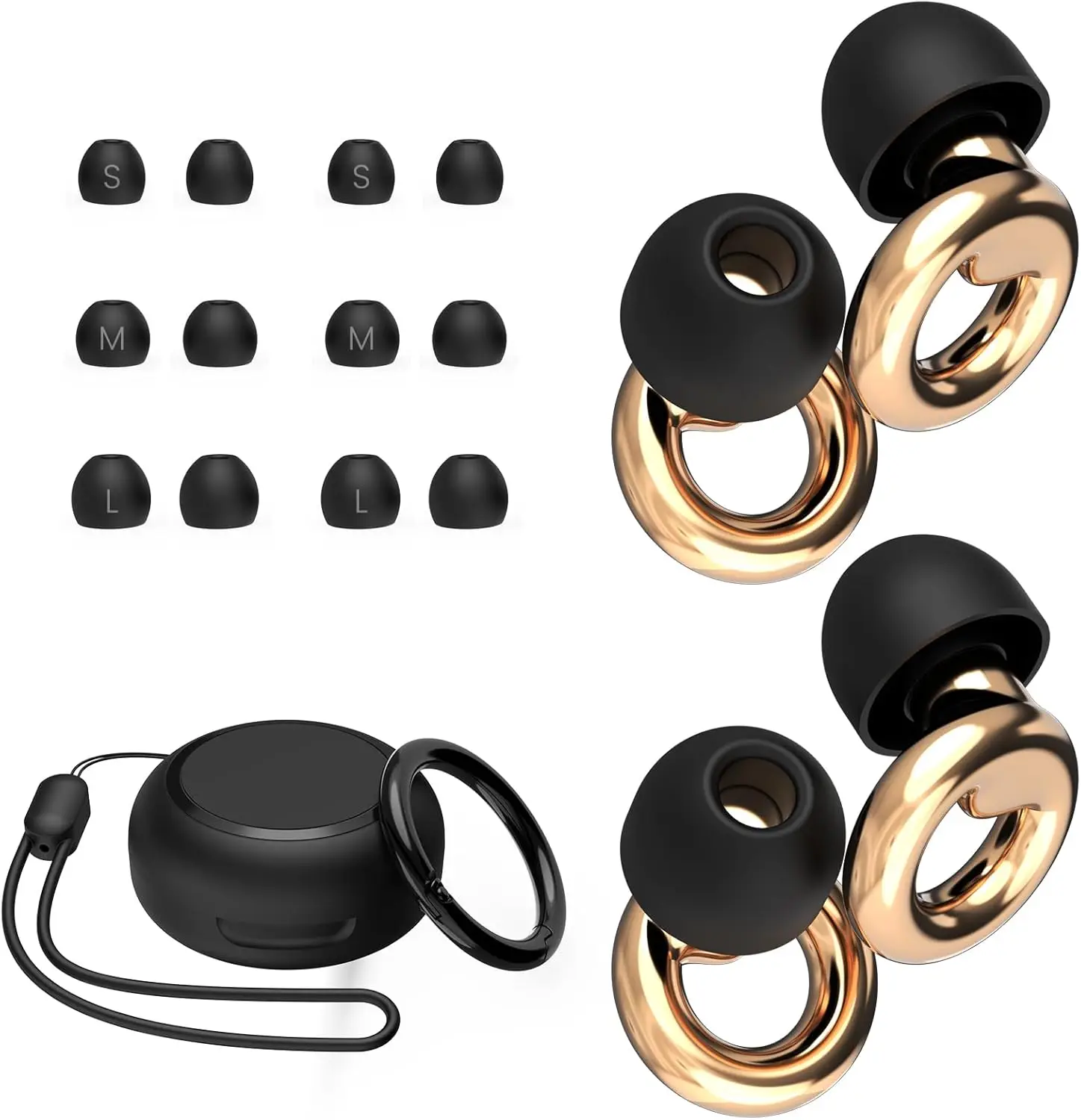 

Ear Plugs for Sleeping, 2 Pairs Reusable Noise Reduction Earplugs with 8 Tips & Case for Concert Travel Work