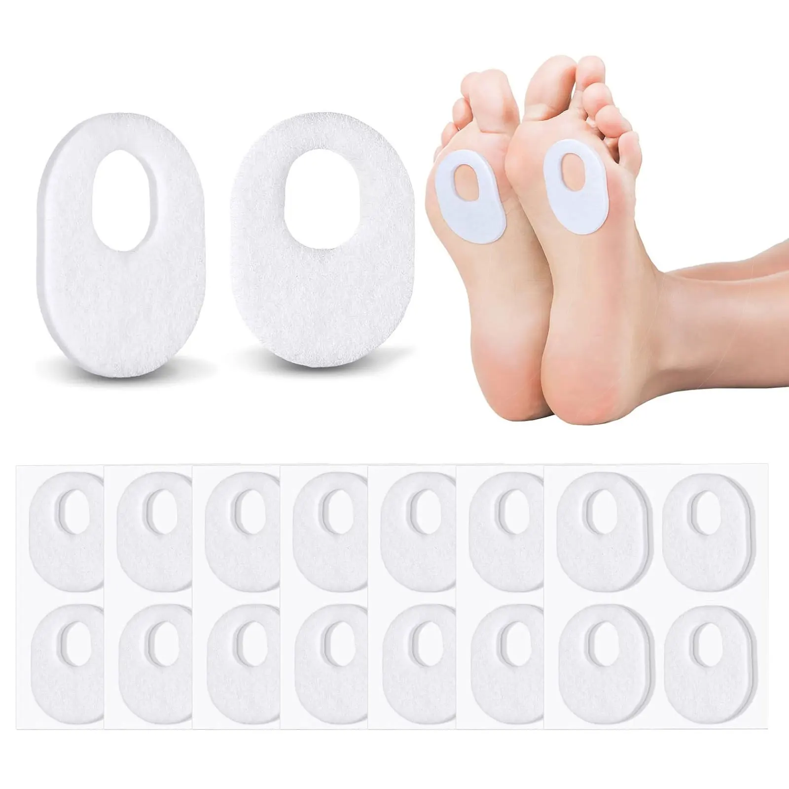 

4-56PCS White Callus Pads Soft Felt Callus Oval Shape Corn Pads for Bottom of Foot Adhesive Foot Corn Cushion for Feet Toes