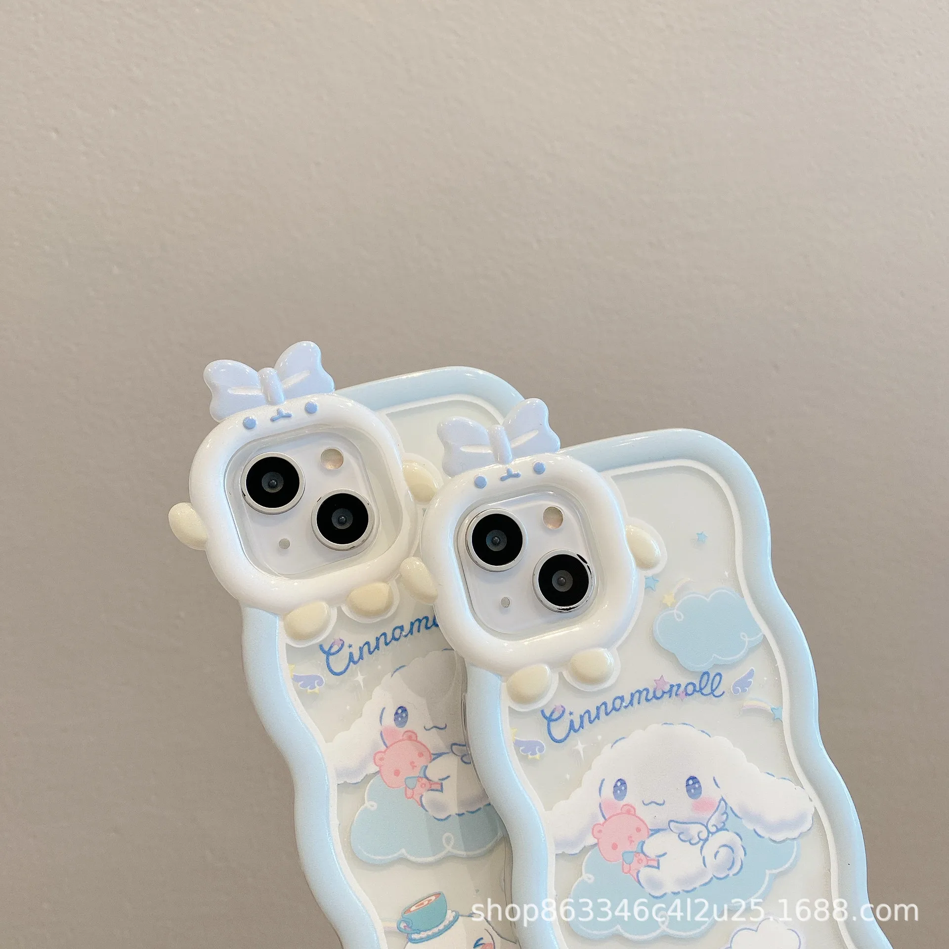 Funda de teléfono Kawaii Cinnamoroll Sanrio disponible para IPhone 15 14 13 12 11 Pro Plus Promax XS XR 7 8, Linda funda protectora de onda