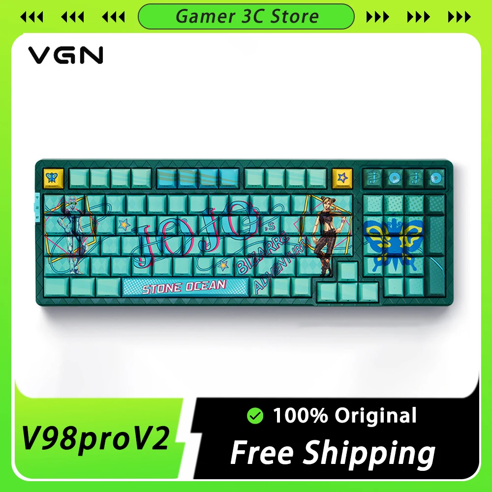 VGN V98pro V2 Keyboard Three Mode Bluetooth Gasket 99Key 8000mAh Hot Swap PBT Wireless PC Gaming Mechanical Keyboard Custom Gift