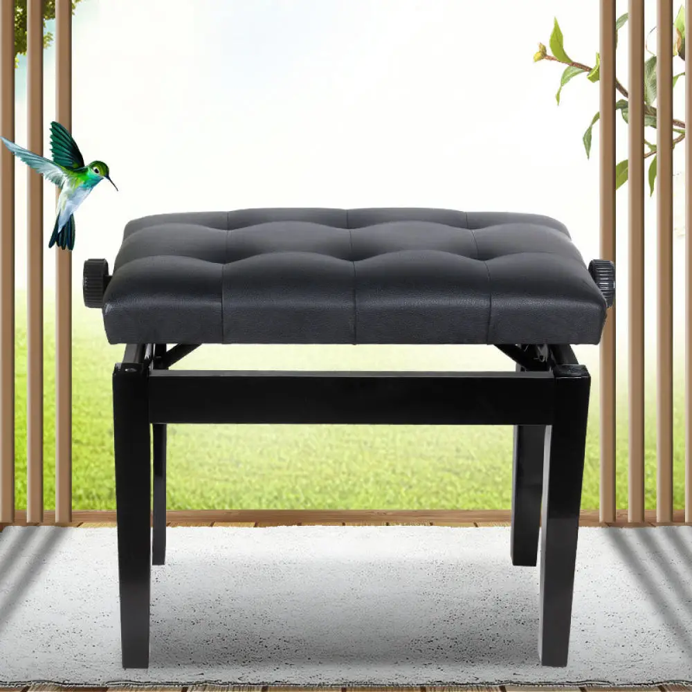 Adjustable Keyboard Bench Solid Wood Piano Stool Comfortable Seat For Musical Instrument Practice Home Music Room