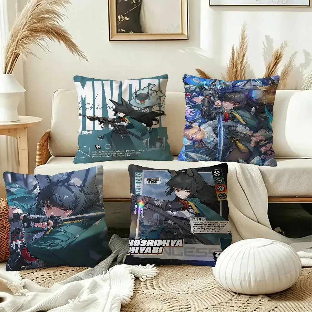 Zenless Zone Zero Hoshimi Miyabi Pillow Cover for Bedroom Room and Living Room Sofa Decorative Cushion Cover