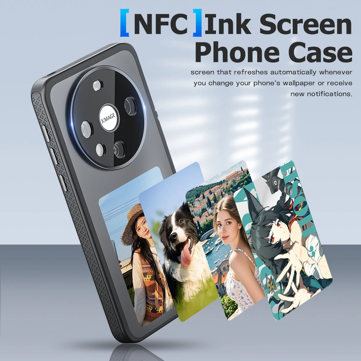 

Luxury DIY Smart NFC HD Ink Screen Phone Case for Huawei Mate 60 Mate 60 Pro Plus Defender 9H AG Tempered Glass Back Cover Funda