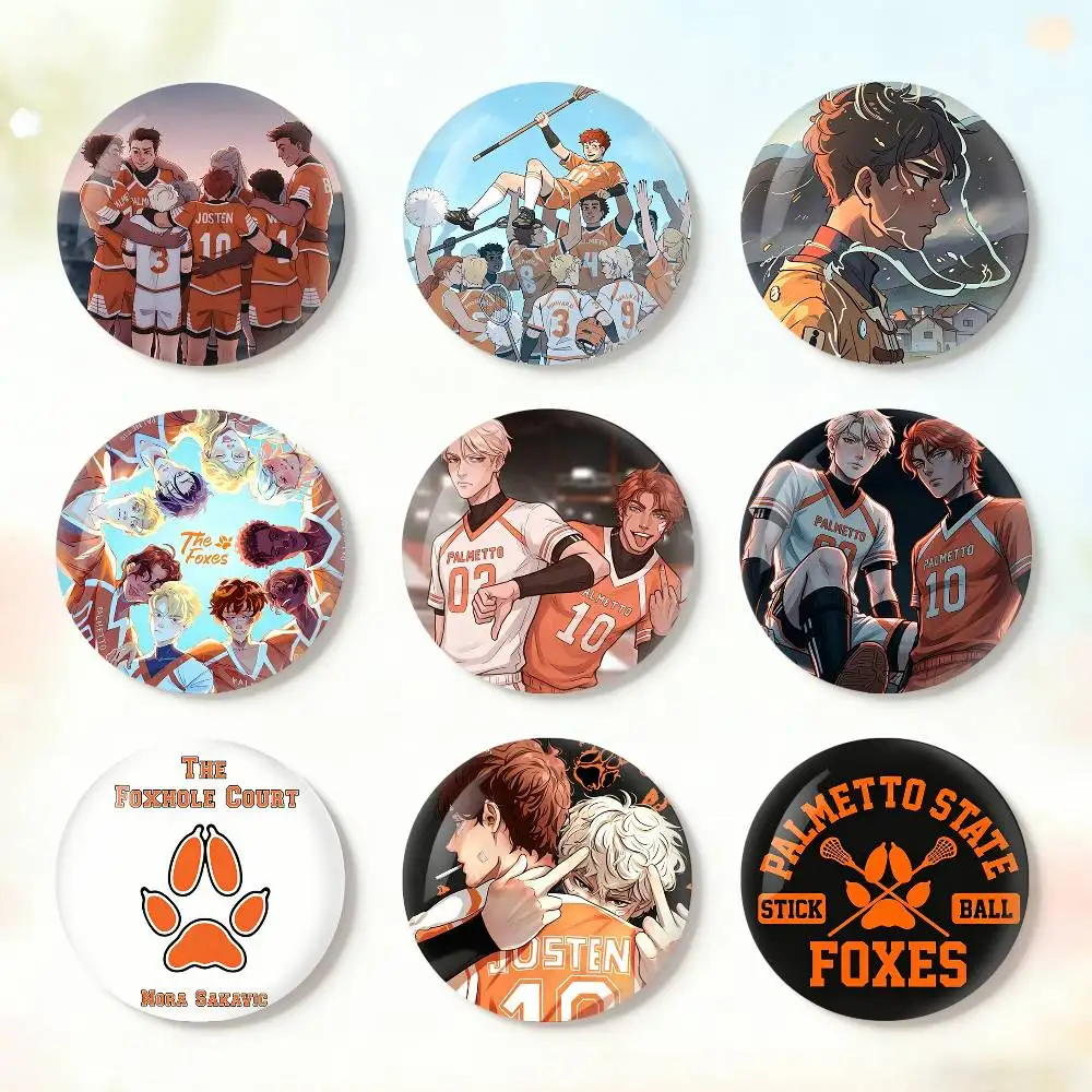 

T-The Foxhole C-Court Hot Badge fragmentation laser Game Figure Soft Button Pins Handmade Cartoon Round Brooch Bag