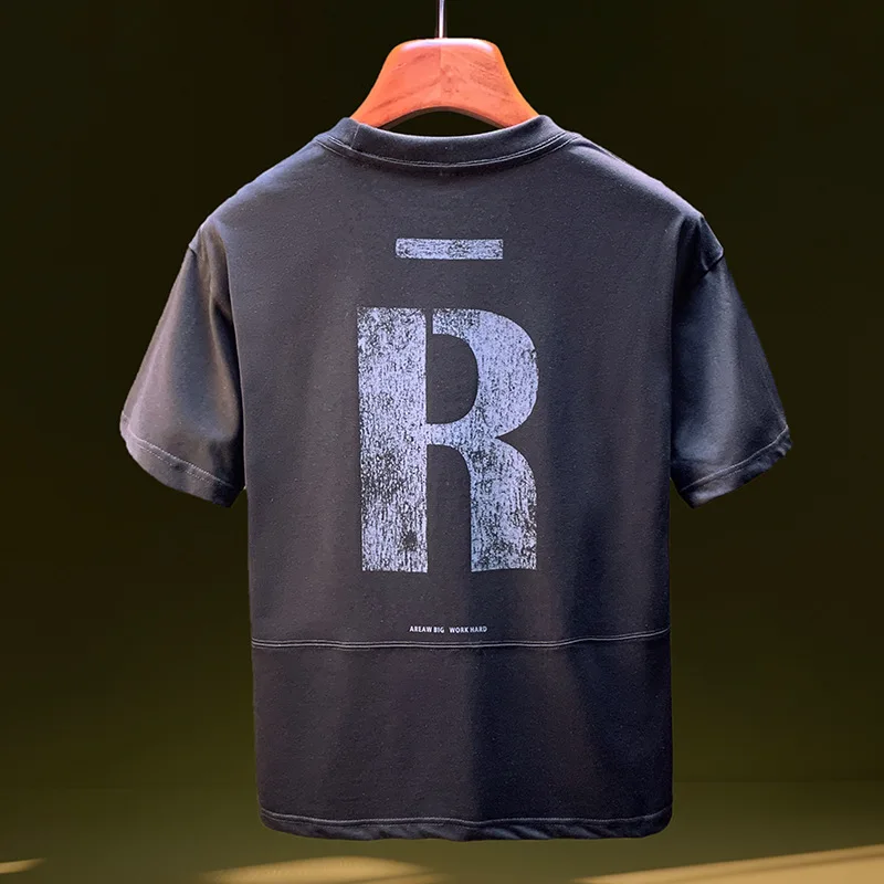 

2025 Summer Hot Short Sleeve T-shirt Men's Letter Printed Trendy Versatile T-shirt American Trendy Brand Half Sleeve Top