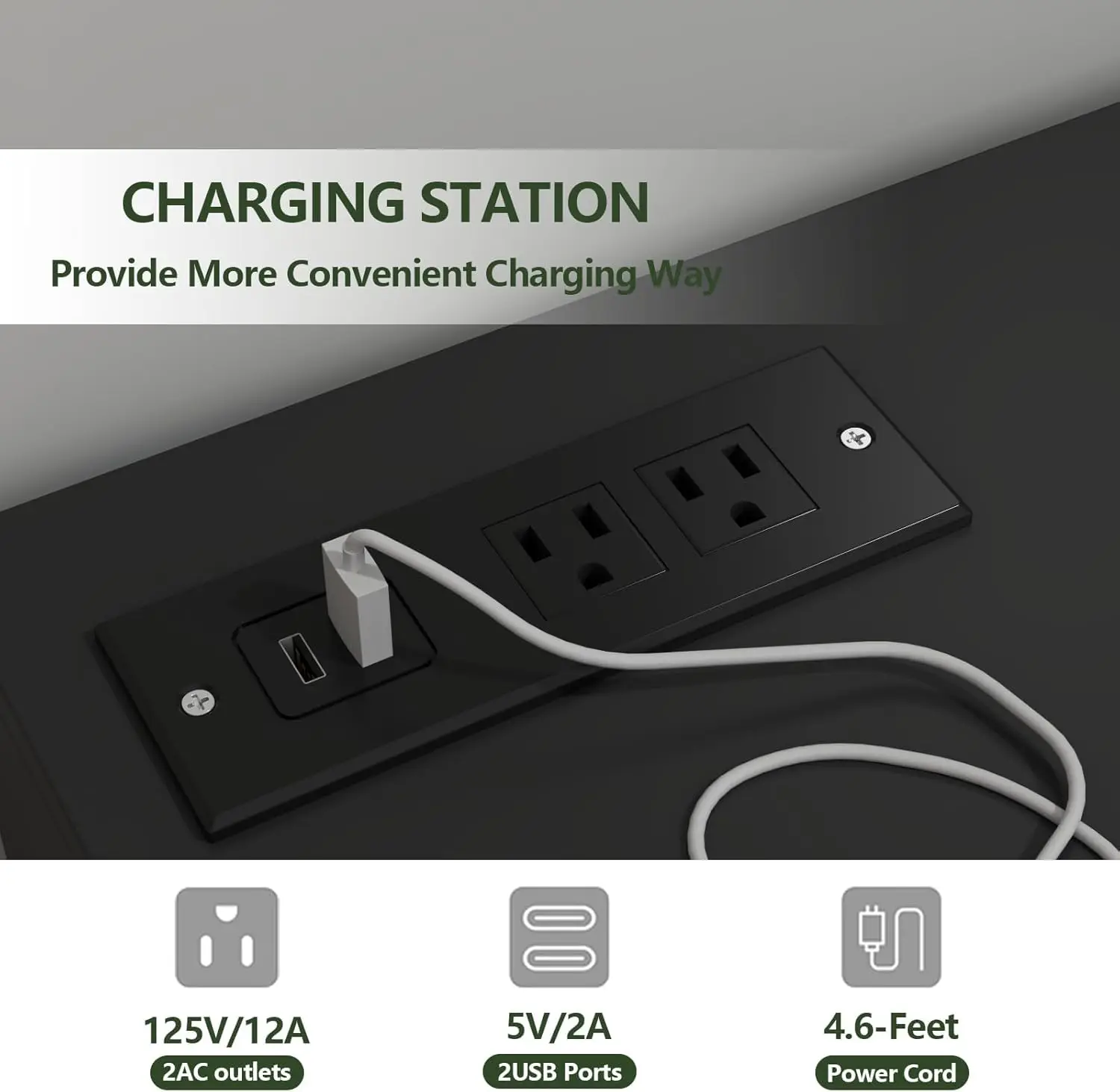 Commode 9 MELCommode avec prise de courant, commode moderne de proximité avec lumière LED, longue et large