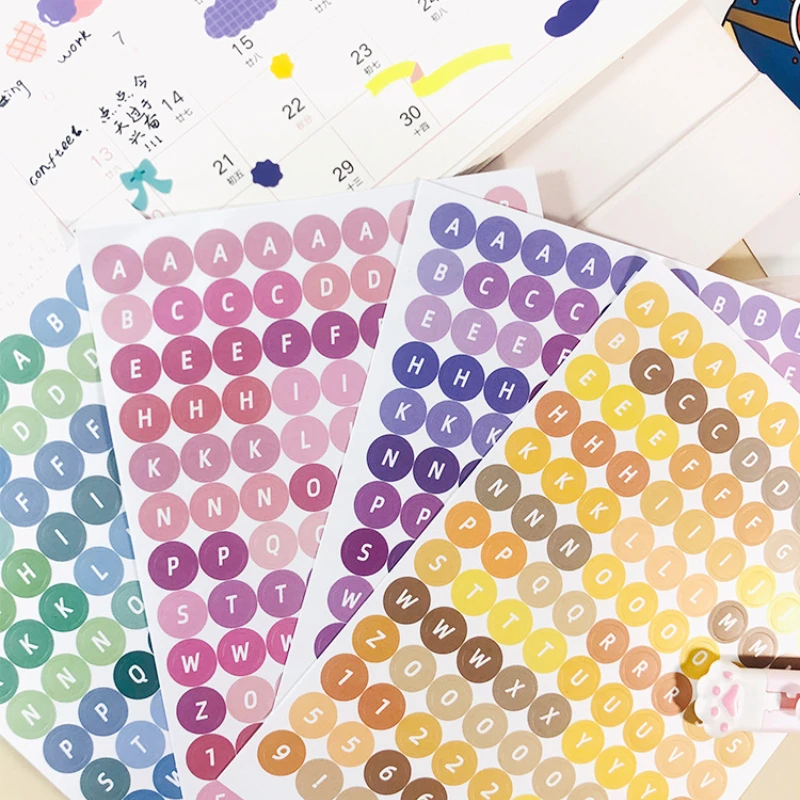 4 Uds. De etiquetas adhesivas con letras en inglés de Color caramelo, bricolaje, álbum de recortes, diario, tarjeta de felicitación, decoración, papelería para niños, planificador, calcomanía de marca
