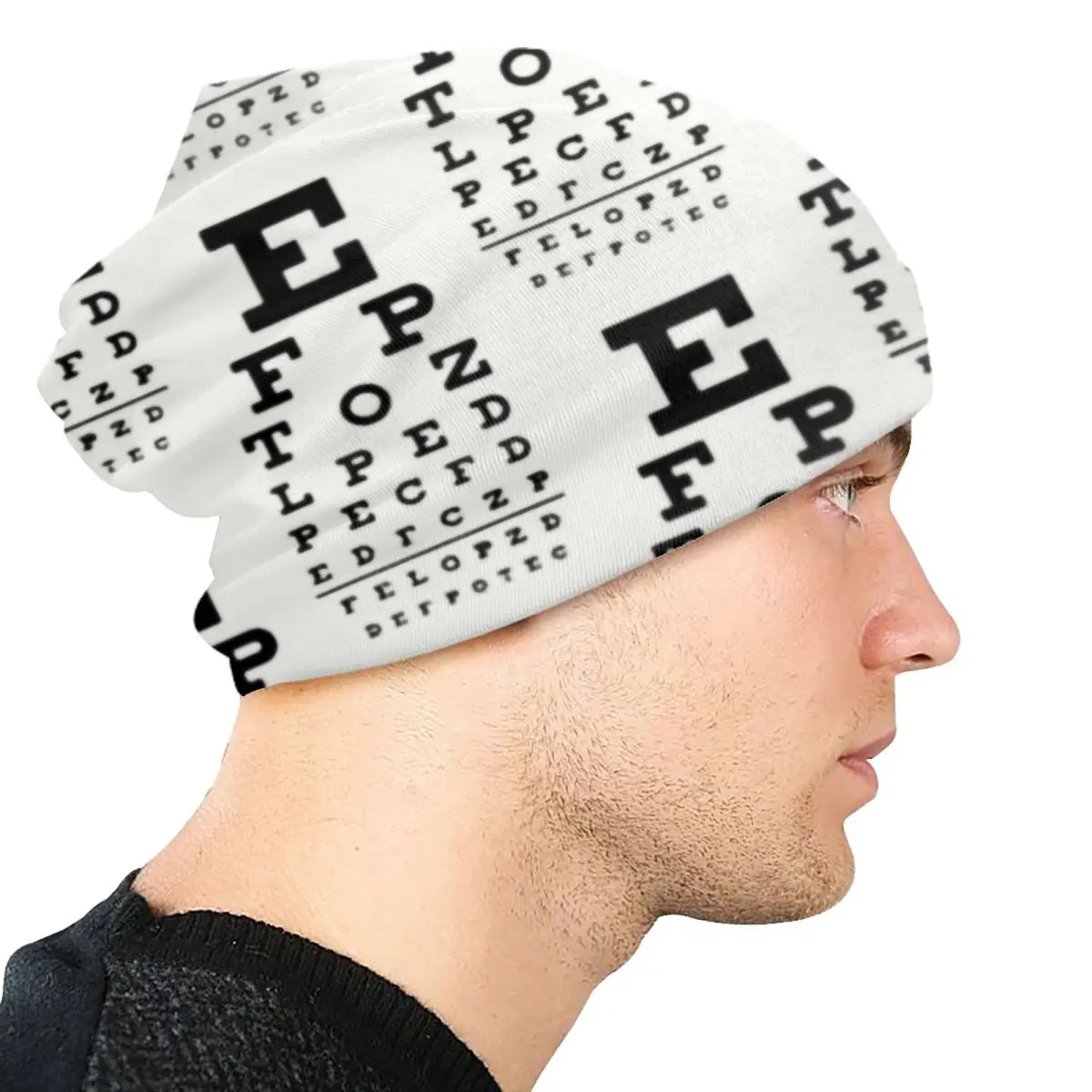 Chapéu de malha masculino e feminino com carta de olho, gorro elegante, gorros quentes, bonés, óptica, outono e inverno