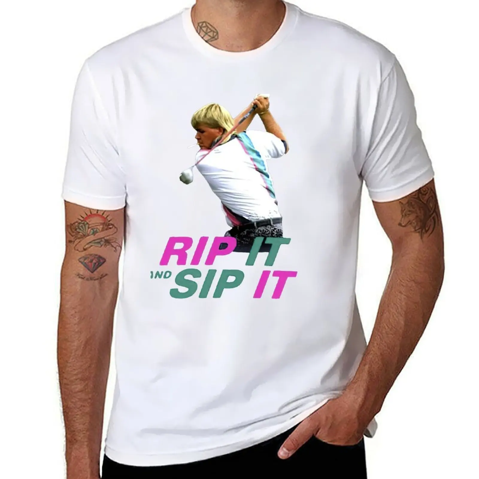 

John Daly Rip It and Sip It Tshirt 2 T-Shirt man t shirt heavy cotton T-Shirt