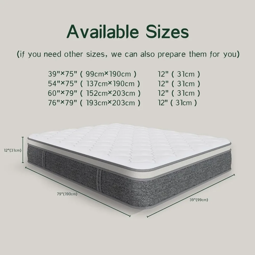 King Mattress 14 Inch, Medium Firm with Memory Foam Zoned Back Support & Motion Isolation