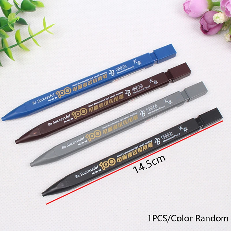 1PC Thick Flat Head Mechanical Pencil Drawing 2B with Refills Pencil Office Supplies Writing Automatic Office School Supplies