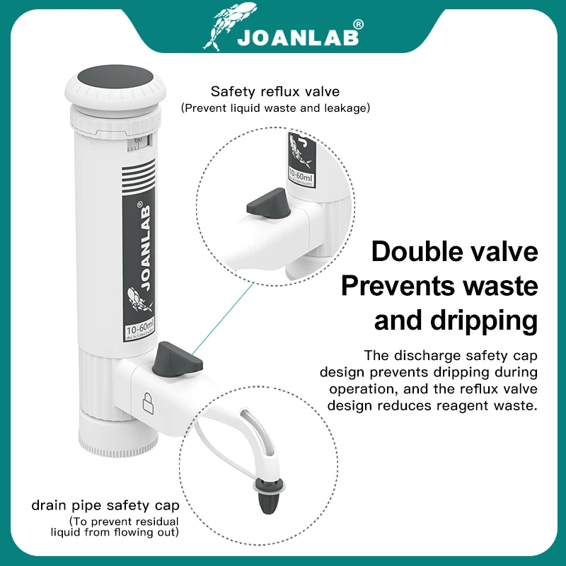 JOANLAB Bottle Top Dispenser Adjustable Quantitative Laboratory Dispenser Autoclavable Lab Equipment