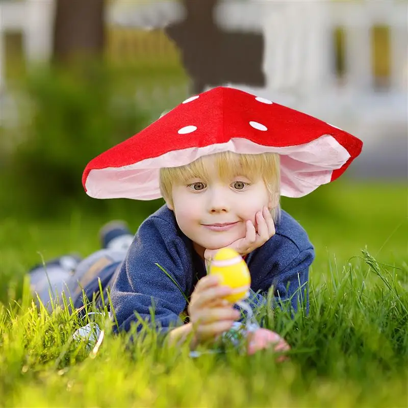 Creative Plush The Outfit Decorative Mushroom Shaped Caps Funny Hat For Party Kids Red The Outfit Decorative Mushroom Shaped