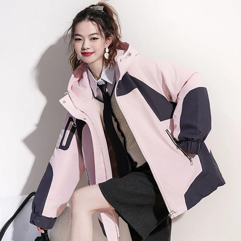 

2025 Winter New Mountaineering Outdoor Jacket Thickened Hooded Down Cotton Jacket Tooling Parker Wind Jacket Tide