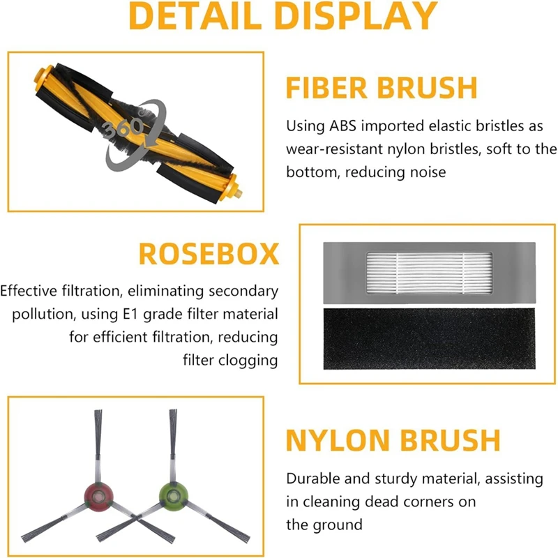 Untuk Ecovacs Deebot OZMO T8, T8 + suku cadang Robot vakum sikat sisi utama Aksesori Filter Hepa