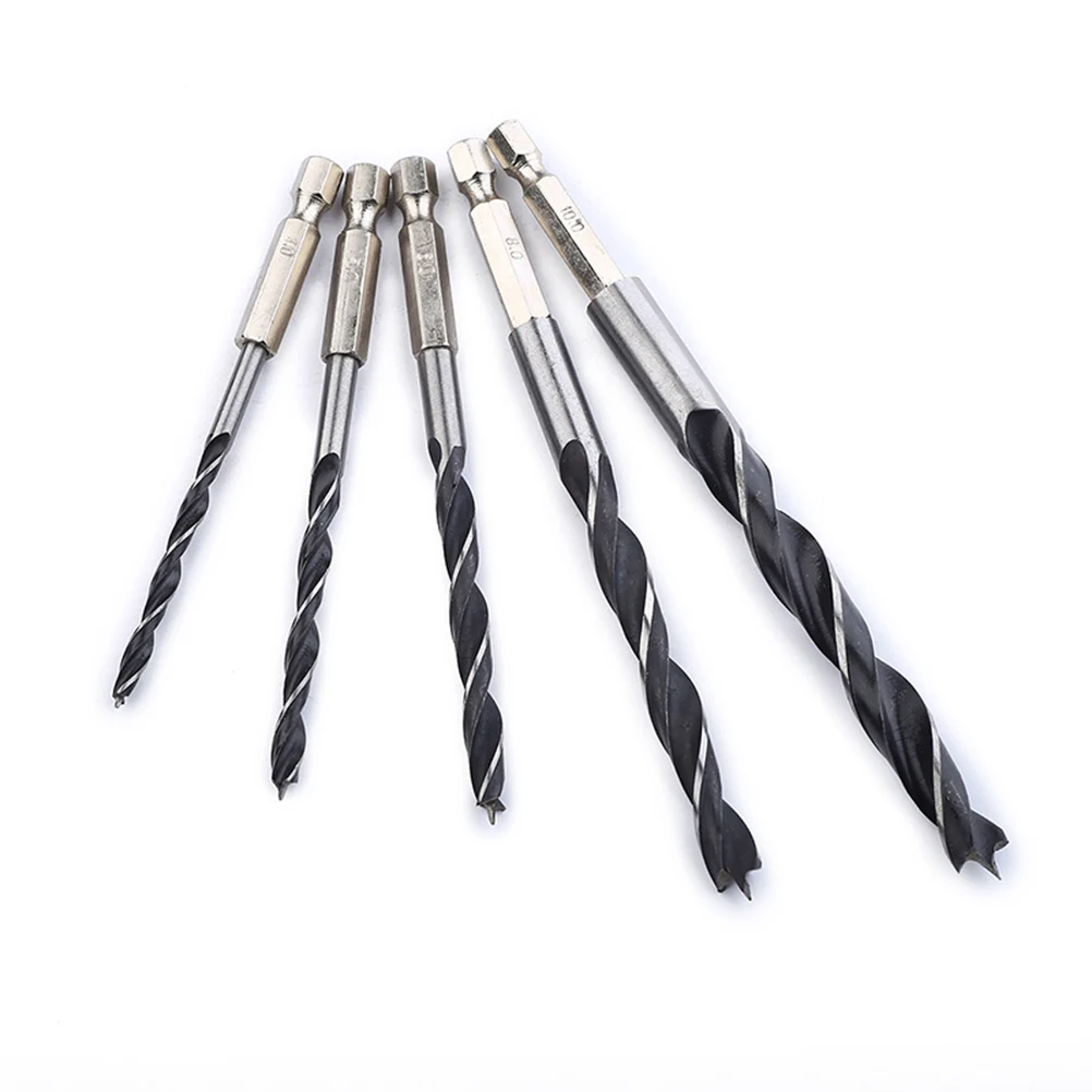 

5 pcs 4Mm 5Mm 6Mm 8Mm 10Mm Woodworking Drill Bits Set Heavy Duty Spiral Flute Split Point High Speed Steel Metal Drill Bits For