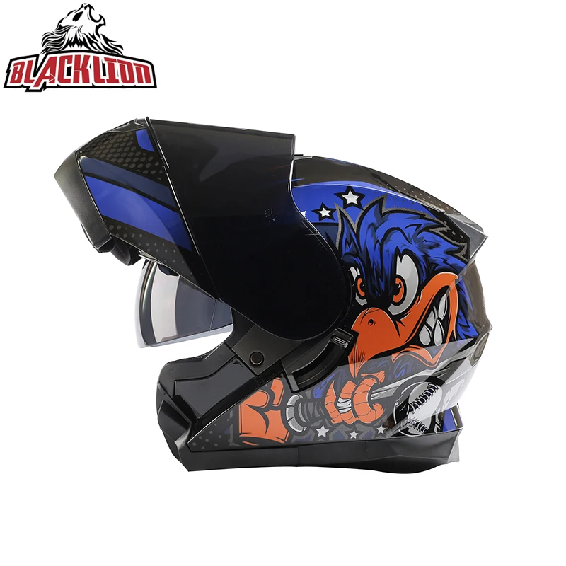 Men Women Fashion Full Face Motorcycle Helmet Personalised Dual Lens Flip Up Helmets Motocross Racing Modular Cascos Para Moto