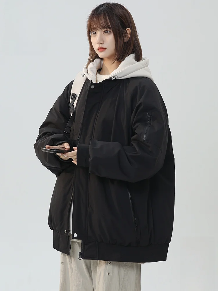 

Зимняя бейсбольная куртка Paul Frank с капюшоном, свободного кроя, мужская, хлопковая, теплая, молодежная, модная, из полиэфирного волокна, с длинными рукавами, на молнии